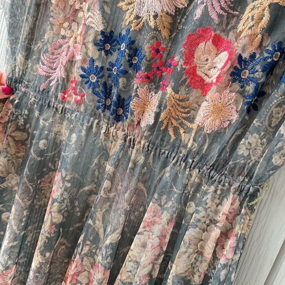 Tolani Sheer Floral Embroidered Maxi Dress - Flexible Sizing - Picture 6 of 12